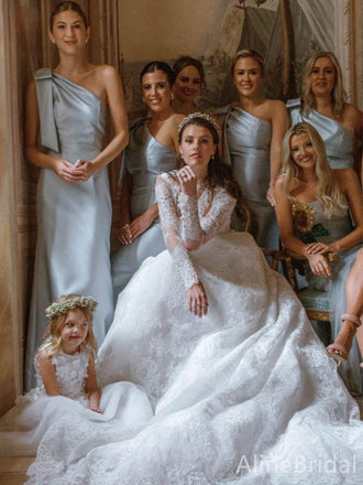 Elegant One Shoulder Mermaid Long Bridesmaid Dress,PD3225