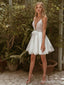 Elegant Spaghetti Strap V-neck A-line Short Mini Homecoming Dress, HD3160