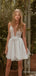 Elegant Spaghetti Strap V-neck A-line Short Mini Homecoming Dress, HD3160