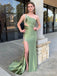 Backless One Shoulder Side Slit Appliques Mermaid Long Prom Dress,Evening Dress,PD382225