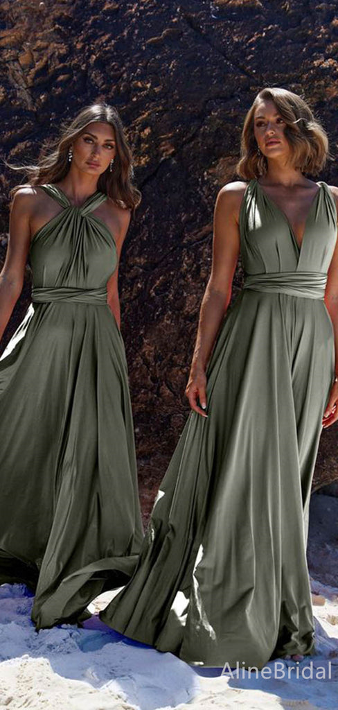 Mismatched Green A-line Long Bridesmaid Dress,PD3230