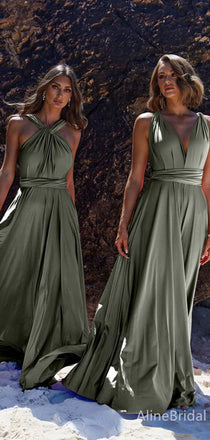 Mismatched Green A-line Long Bridesmaid Dress,PD3230