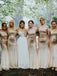 Elegant Champagne Gold Strapless Mermaid Long Bridesmaid Dress, PD3149