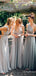 Mismatched Grey A-line Long Bridesmaid Dress,PD3236
