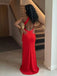 Stunning 3-D Floral Red Halter Mermaid Evening Dress with Slit, Prom Dress, PD28231230