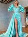 Elegant Long Sleeves Side Slit mermaid Long Prom Dress, PD3637