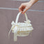 Elegant Ivory Ruffled Bow Flower Girl Basket-Wedding Baskest