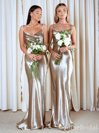 Elegant Spaghetti Strap Mermaid Long Bridesmaid Dress,PD3248