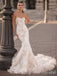 Elegant Sweatheart Strapless Mermaid Long Lace Wedding Dresses, WD3060