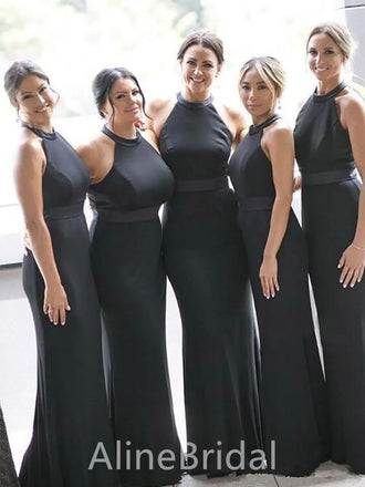 Elegant Black Halter Mermaid Long Prom Dress,PD3205