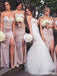 Elegant Sweatheart Strapless Split Side Mermaid Long Bridesmaid Dress,PD3282