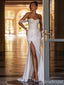 Sparkly Off-Shoulder Strapless Split Side A-line Long Prom Dress,Evening Dress,PD37709