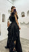 Ruffle Off Shoulder Side Slit Sleeveless A-line Floor length Prom Dress, PD3723