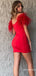 Sexy Red Deep V-neck A-line Short Mini Homecoming Dress, HD32647