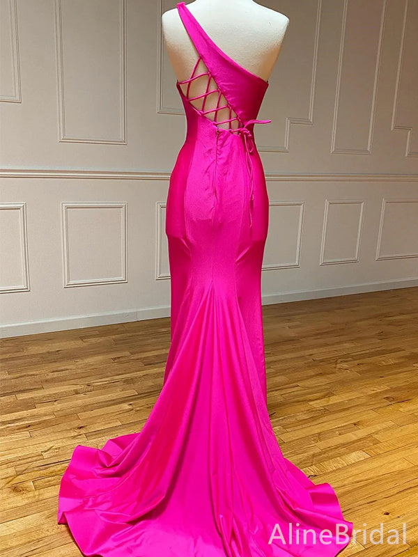 Elegant One Shoulder Mermaid Split Side Long Prom Dress,Evening Dress,PD37791