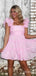 Elegant Light Pink Ruffles A-line Short Mini Homecoming Dress, HD3253