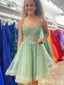 Elegant Green Lace Appliques A-line Short Mini Homecoming Dress, HD32625