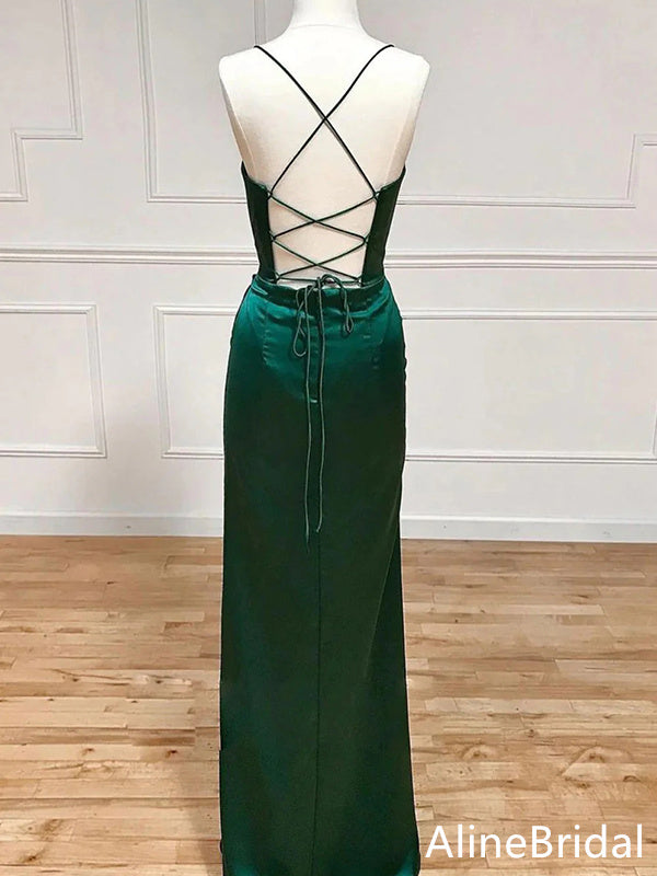 Simple Spaghetti Strap Split Side Mermaid Long Prom Dress,Evening Dress,PD37761