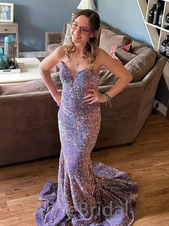 Elgant Sweatheart Halter Mermaid Purple Long Prom Dress, Evening Gown, PD37634