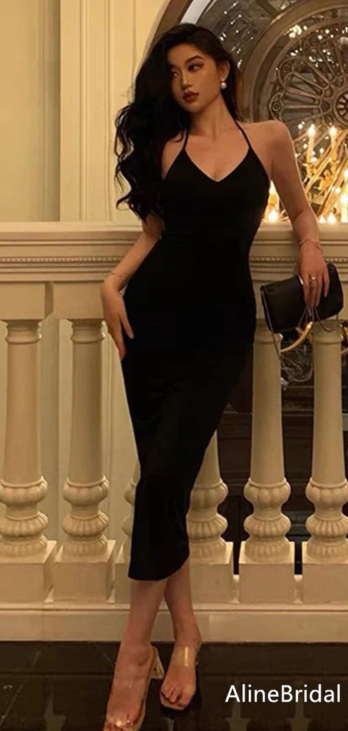 Sexy Black V-neck Halter Mermaid Long Prom Dress,Evening Dress,PD37771