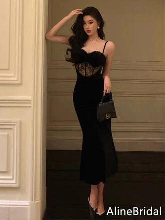 Elegant Spaghetti Strap Lace Mermaid Long Prom Dress,Evening Dress,PD37773