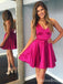 Simple V-neck Spaghetti Strap A-line Short Mini Homecoming Dress, HD32644