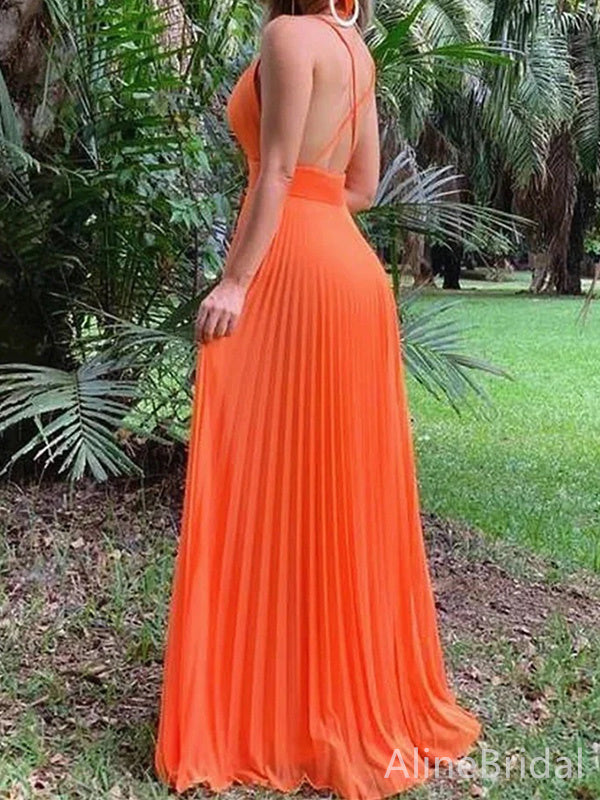 Sexy Deep V-neck Spaghetti Strap A-line Long Prom Dress,Evening Dress,PD37798