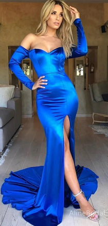 Elegant Sweatheart Off-Shoulder Split Side Mermaid Long Prom Dress,Evening Dress,PD37804