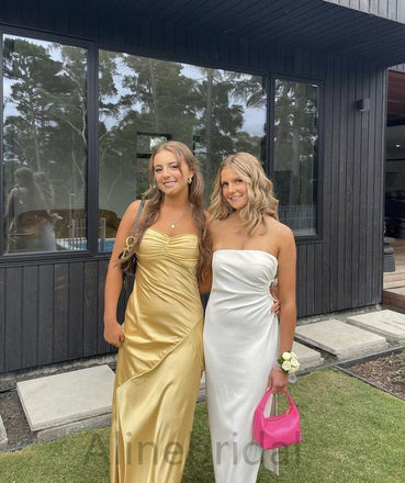 Minimalist Yellow Sweetheart Sleeveless Sheath Long Prom Dress, PD3742