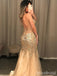 Sparkly V-neck Spaghetti Strap Mermaid Long Prom Dress,PD37900