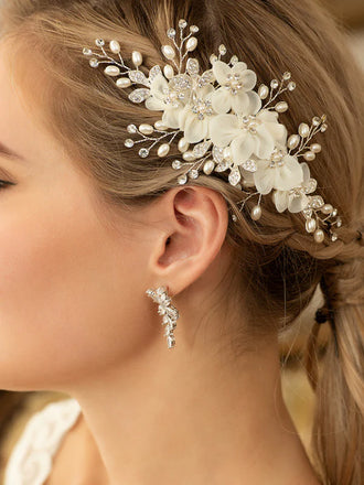 Pearl Crystal Floral Hair Clip