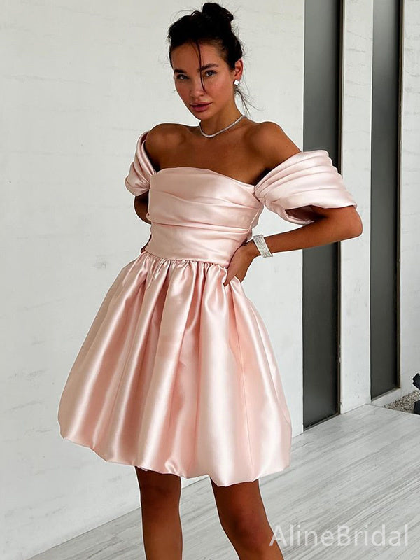 Elegant  Off-Shoulder Strapless A-line Short Mini Homecoming Dress, HD32684