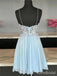 Elegant V-neck Spaghetti Strap A-line Short Mini Homecoming Dress, HD32692