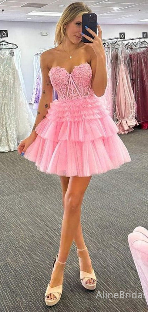 Elegant Sweatheart Strapless A-line Short Mini Homecoming Dress, HD32707