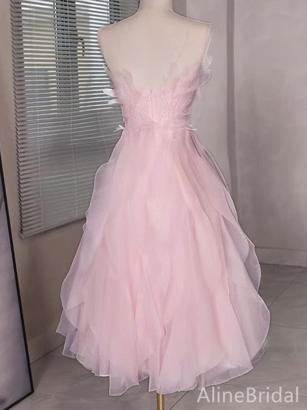 Elegant Light Pink Strapless A-line Homecoming Dress, HD32713