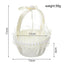 vory Lace & Pearl-Embellished Flower Girl Basket with Satin Bow Handle