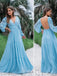 Elegant V-neck Backless Long Sleeves A-line Long Prom Dress,PD37932