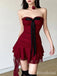 Sexy Burgundy Strapless A-line Short Homecoming Dress, HD32767