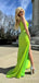 Simple V-neck Spaghetti Strap Split Side Mermaid Long Prom Dress,PD37986