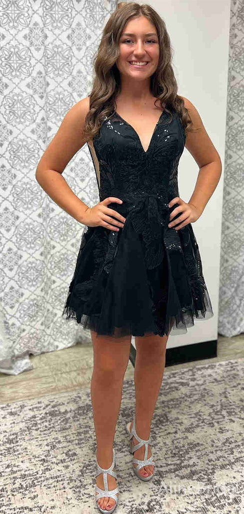 Elegant V-neck A-line Short Mini Homecoming Dress, HD3148