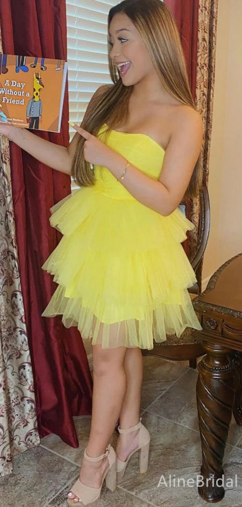 Gorgeous Yellow A-line Short Homecoming Dress, HD32787