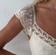 Elegant Floral Lace A-line Chiffon Wedding Dress with Cap Sleeves, WD3226