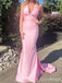 Elegant Pink V-neck Halter Mermaid Long Prom Dress,PD38022