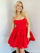 Simple Red Spaghetti Strap A-line Short Homecoming Dress, HD327985