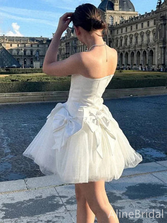 Gorgeous White Strapless A-line Short Homecoming Dress, HD327986