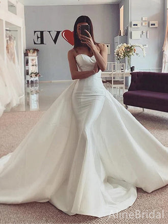 Gorgeous Sweetheart Strapless Mermaid Long Wedding Dresses with Train, WD3089