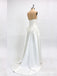 Elegant Ivory Satin V-neck A-line Wedding Dress, WD3119