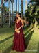 Elegant Orange Ruffles V-neck A-line Tulle Evening Dress, Prom Dress, PD2823058