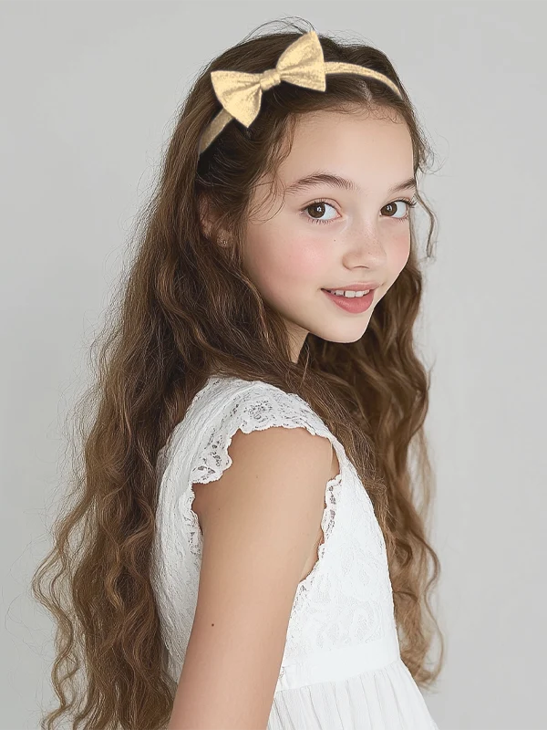 Girls Satin Bow Headband, Wedding Flower Girl Hair Accessory