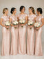 Elegant Pink Sequins Bateau Cap Sleeves Bridesmaid Dress, PD2823098